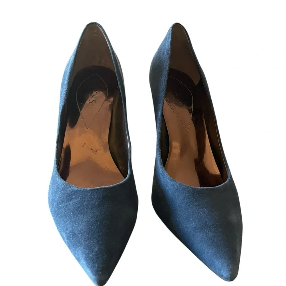 Guess Women’s Blue Leather Suede Point Toe Stiletto Pump Heels Shoes Size 9.5M